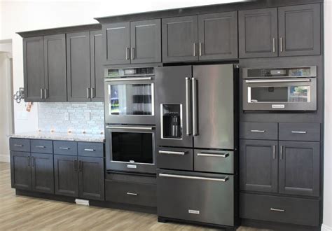 grey cabinets black stainless steel appliances|black stainless steel cabinets colors.